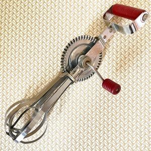 Bakelite Vintage Hand Mixer Antique Kitchen Beater Red Handle Art Deco Baking